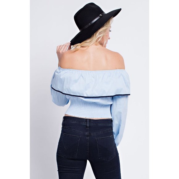 Women's Super Cute Comfy Off Shoulder Top With Contrast Detail Linning & Corset - Picture 5 of 9